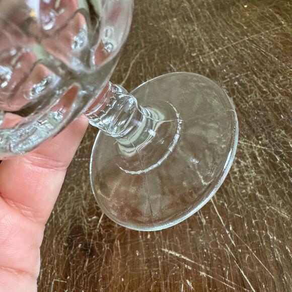 Vintage 1970s Kings Crown Clear Glass Pedestal Shot Glasses Set of 2 - Picture 5 of 9